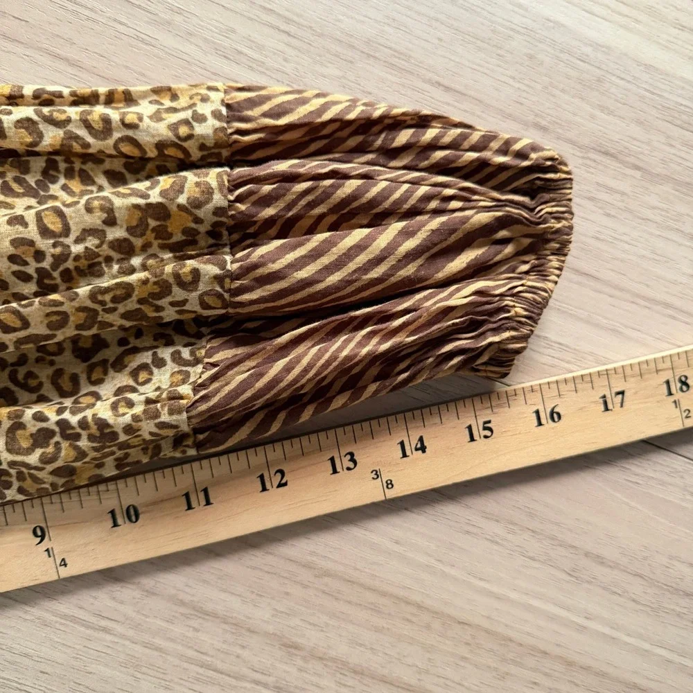 Zimmermann Maxi Cotton Summer Dress Tiered Animal Print Brown Size 0 - Picture 6 of 8